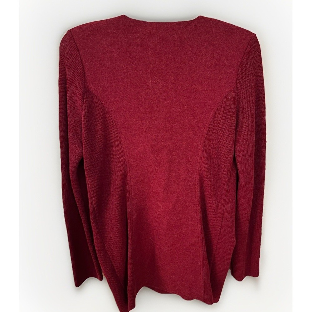 Beyond Thread Three Button Alpaca & Boiled Wool Knit Medium Blazer‎ Coat In Wine - Picture 7 of 7